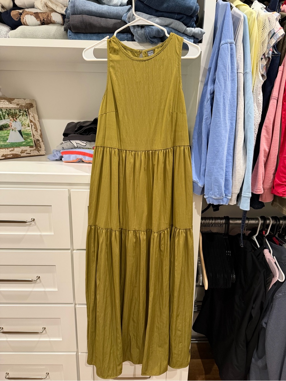 Olive Tiered Sleeveless Maxi Dress